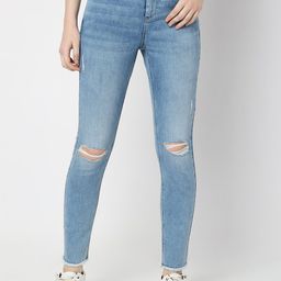 Vero Moda Women Skinny Fit Slash Knee Light Fade Stretchable Jeans-picture-2