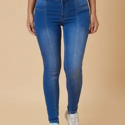 Globus Women Blue Skinny Fit Light Fade Stretchable Jeans-image-58