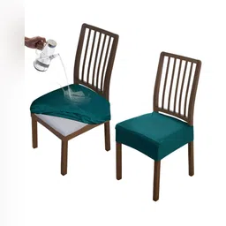 HOKIPO Teal-Blue 2 Pieces Waterproof Stretchable Chair Seat Covers-image-50