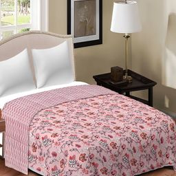 RF RELAXFEEL Peach & Red Floral Heavy Winter 150 GSM Double Bed Dohar-picture-19