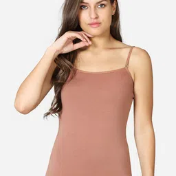 VStar Women Brown Slim Fit U Neck Cotton Camisole-image-84