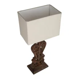 homesake Carolie White Cotton Shade Night Lamp With Wood Base image 5