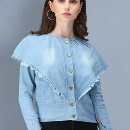 BUY NEW TREND Women Blue Lightweight Crop Denim Jacket-image-23