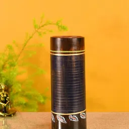 AAKRITI ART CREATIONS Blue & Gold-Toned Printed Terracotta Tubular Vase-image-91