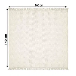 saral home Beige Velvet Zig Zag 55x49 Inches Sofa Throw image 2