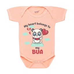 KNITROOT Infants Kids Peach-Coloured & Green Belongs To Bua Printed Cotton Bodysuit-picture-23