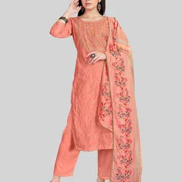 TAVAS Floral Embroidered Gotta Patti Unstitched Dress Material-image-22