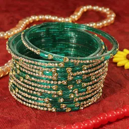 LAVAZZA Set Of 12 Zircon Diamond Stone Studded & Beads Bangle-image-73