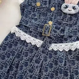 TrendyKid Floral Print PU Coated Denim A-Line Dress image 4