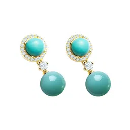 MINUTIAE Gold Plated Artificial Stones Studded And Pearls Beaded Circular Drop Earrings image 5