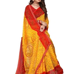 KANOODA Printed Pure Georgette Bandhani Saree image 5