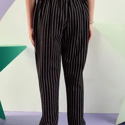 Peppermint Girls Striped Straight Fit Pleated Trousers image 4