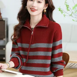 StyleCast Women Striped Shirt Collar Pullover Sweater-image-29