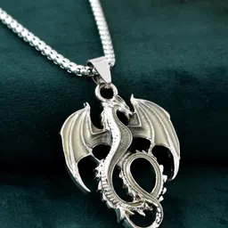 AGARWALPRODUCT Unisex Stainless Steel Silver-Plated Radium China pankh Pendant With Chain-picture-25
