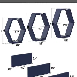 AR SABRI SHOPEE Arif Rao Navy Blue Set of 6 MDF Wall Shelves image 3