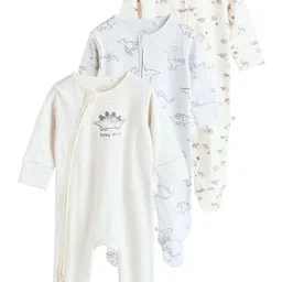 NEXT Infants Pack of 3 Pure Cotton Printed Sleepsuits-picture-32