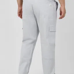 Urbano Plus Men's Ice Grey Regular Fit Solid Cargo Chino Pant with 6 Pockets Stretchable image 3