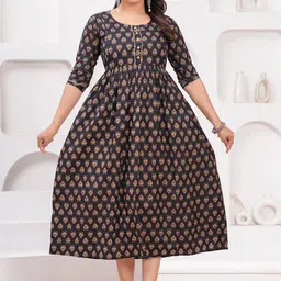 Nevisha Style Women Floral Printed Thread Work Floral Maternity Anarkali Kurta-picture-22