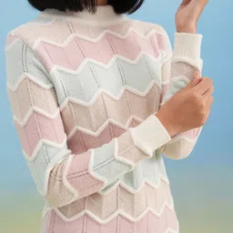 Crimsoune Club Women Colourblocked Mock Collar Long Sleeves Pullover Sweaters image 2