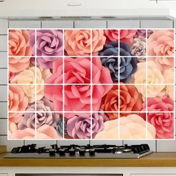INDIAN ROYALS Pink & Grey Roses Heat Oil Resistance Waterproof Kitchen Sticker-picture-26