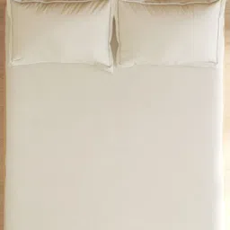 Home Centre Zepher Off White Checked Cotton 300 TC King Bedsheet Set 1.95 m x 1.80 m image 3
