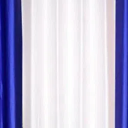 BELLA TRUE Blue & White 3 Pieces Black Out Long Door Curtains image 2
