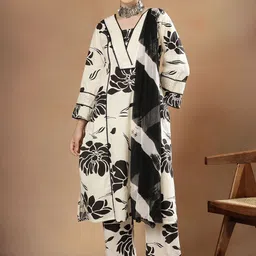 STYLEBAAZI Women Floral Printed Regular Pure Cotton Kurta with Trousers & With Dupatta-image-7