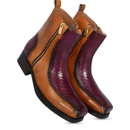 MILLE DOLLARI Men Casual Dual-Tone Broad Toe Boots image 3