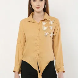 MUMRAA Roll-Up Sleeves Applique Crop Top-picture-41