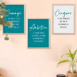 Kotart Brown & Green 3 Pieces Motivational Quote Printed Wooden Wall Arts-picture-31