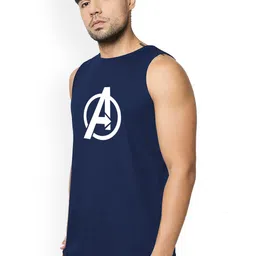 Organic Chics Pack Of 2 Printed Cotton Gym Innerwear Vests NavyAvenger-MaroonBatman_S image 2