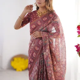 MAHARANI COUTURE Ethnic Motifs Pure Cotton Kanjeevaram Saree image 2