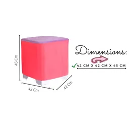 Shadowkart 2 Pcs Pink & Purple Wooden Pouffe Ottoman image 5