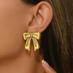 Jewels Galaxy Stainless Steel Gold-Plated Quirky Shaped Drop Earrings image 5