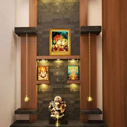 ADA Handicraft Gold-Toned & Blue Shree Radha Krishna Wood Wall Photo Frames image 2