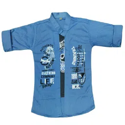 BAESD Boys Classic Regular Fit Spread Collar Typography Printed Cotton Casual Shirt-picture-6