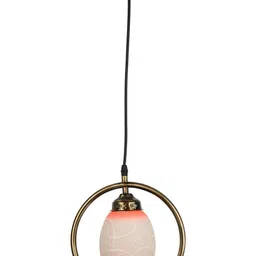 1ST TIME White & Orange Printed Bell Shaped Hanging Ceiling Lamp-picture-52
