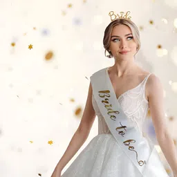 Special You 2-PcsWhite & Yellow Printed Bride ToBeDecor image 5