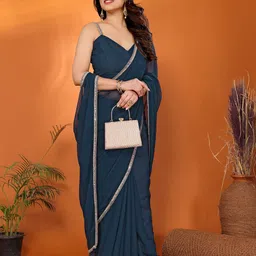 Mitera Mirror Work Poly Georgette Saree image 5