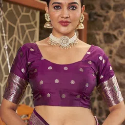 Varanga Ethnic Motifs Printed Zari Banarasi Saree image 5