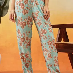 Clovia Women Floral Printed Lounge Pants with Pockets-image-86