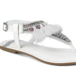 RAG & CO Women Colourblocked Open Toe Flats with Buckles image 3