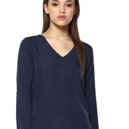 R.Code by The Roadster Life Co. Women V-Neck Roll-Up Sleeves Top-picture-14