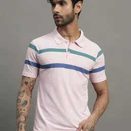 TIMBER HITCH Men Striped Polo Collar T-shirt-picture-10