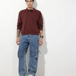 The Roadster Life Co. Shirt Collar Knitted Ribbed Sweatshirt image 4