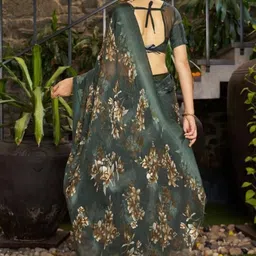 GHAN SALS Ethnic Motifs Printed Baluchari Saree With Blouse Piece image 4