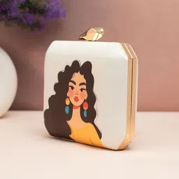 ARTKLIM Curly Charm Girl Printed Box Clutch image 2