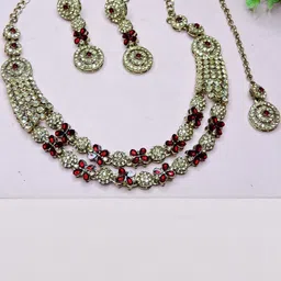 VATSALYA creation Alloy Maroon Jewellery Set-picture-32