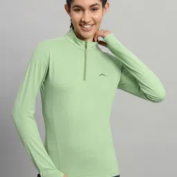 Reccy Women Moisture Wicking Solid High Neck T-shirt-picture-38