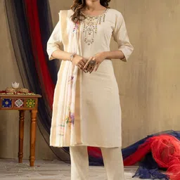 CREEPER Women Floral Embroidered Regular Thread Work Kurta with Trousers & With Dupatta-picture-10